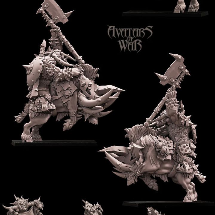 ORC - Gruntak the impaler - Orc mounted on Warboar Standard bear- MULTI - ORCS - Fantasy – Avatars of War