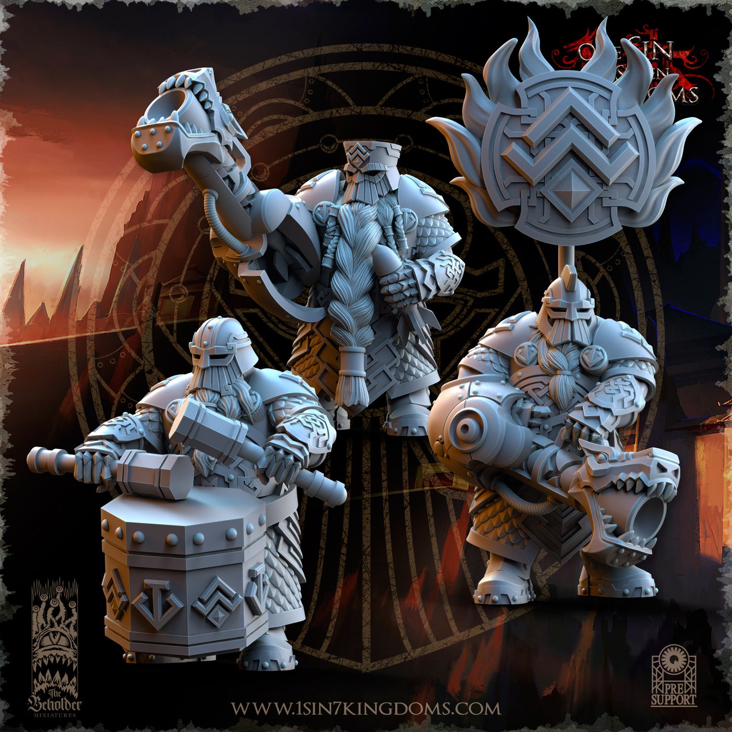 DK - Snapdragons Command Group - BR – DWARVEN KINGDOM - Fantasy – The Beholder Miniatures 25-04