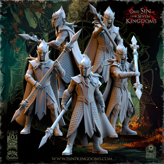 EE - Forest Militia with spear- BR – EVERGREEN ELVES - Fantasy – The Beholder Miniatures 25-06