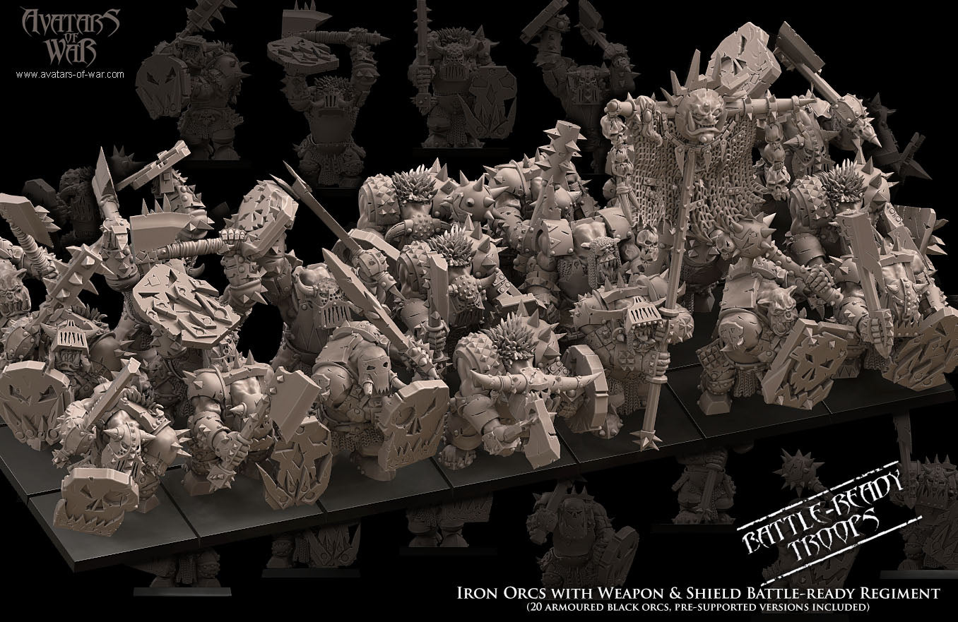 ORC - Iron Orcs with Weapon & Shield Regiment - BR - ORCS - Fantasy – Avatars of War