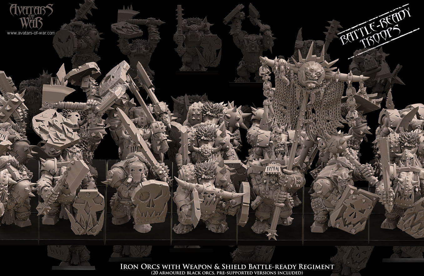 ORC - Iron Orcs with Weapon & Shield Regiment - BR - ORCS - Fantasy – Avatars of War
