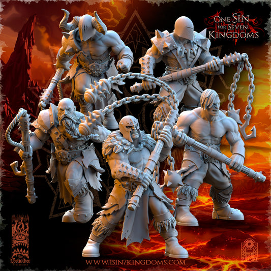 RM - Barbarian Despoilers with Flail - BR - REALMS OF MAYHEM - CHAOS - DEMON - Fantasy - The Beholder Miniatures 24-06