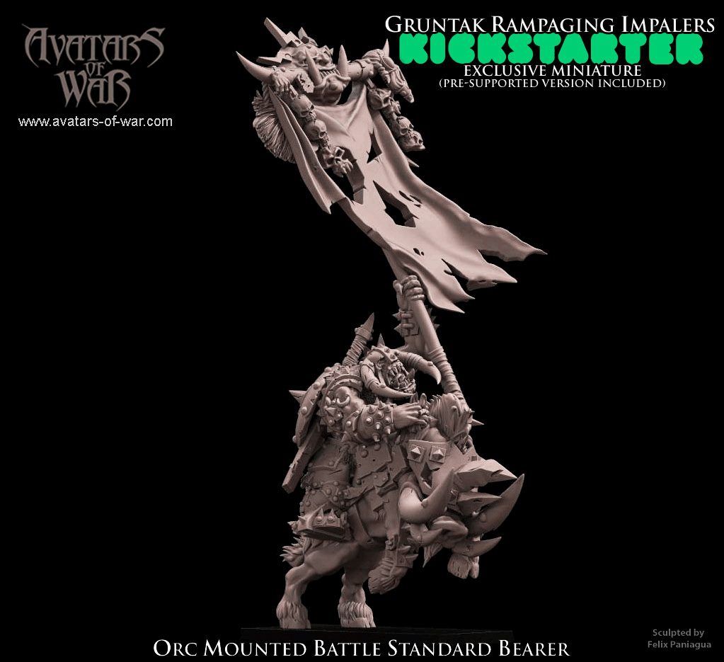 ORC - Gruntak the impaler - Orc mounted on Warboar Standard bear- MULTI - ORCS - Fantasy – Avatars of War