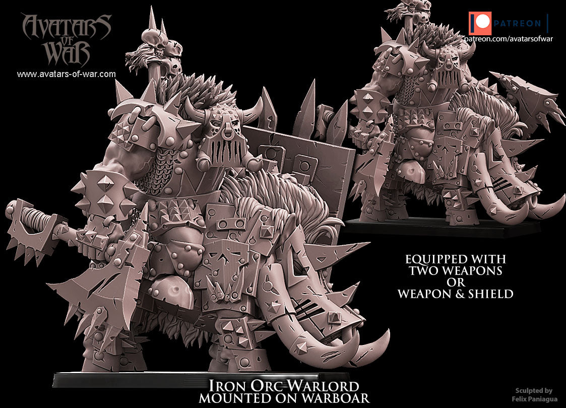 ORC - Iron Orc Warlord mounted on Warboar - MULTI - ORCS - Fantasy – Avatars of War