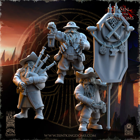 DK - Miners - Gruppo Comando - BR – DWARVEN KINGDOM - Fantasy – The Beholder Miniatures 25-05 Novità