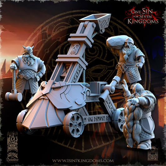 DK - Catapult + Crew - BR/MULTI – DWARVEN KINGDOM - Fantasy – The Beholder Miniatures 25-04