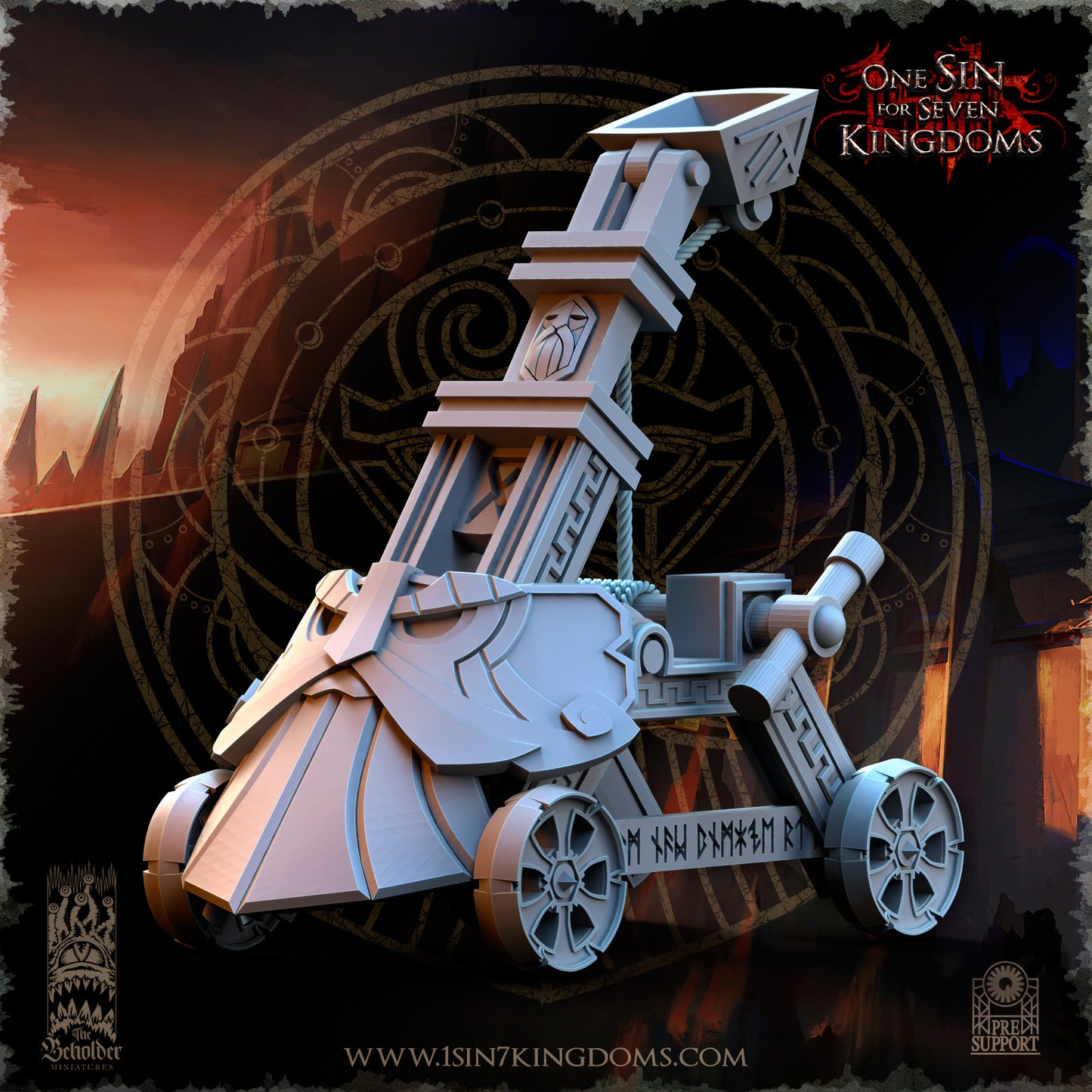 DK - Catapult + Crew - BR/MULTI – DWARVEN KINGDOM - Fantasy – The Beholder Miniatures 25-04