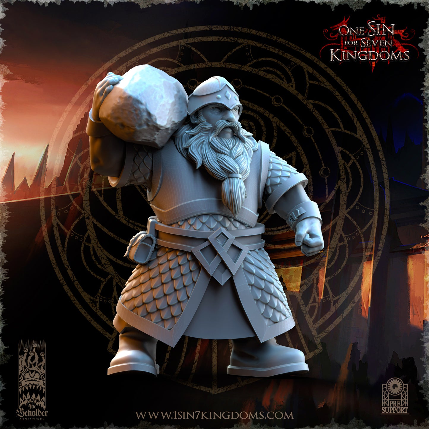 DK - Catapult + Crew - BR/MULTI – DWARVEN KINGDOM - Fantasy – The Beholder Miniatures 25-04
