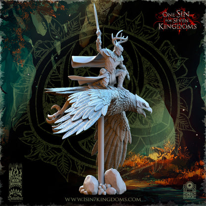EE - Faelar, Commander on Eagle - MULTI - EVERGREEN ELVES - Fantasy – The Beholder Miniatures 25-05 New