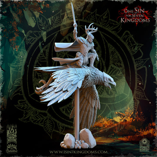 EE - Faelar, Commander on Eagle - MULTI - EVERGREEN ELVES - Fantasy – The Beholder Miniatures 25-05 New