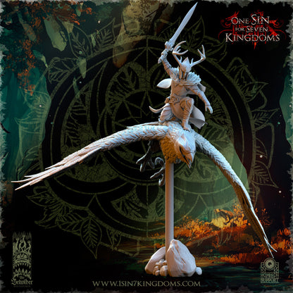 EE - Faelar, Commander on Eagle - MULTI - EVERGREEN ELVES - Fantasy – The Beholder Miniatures 25-05 New