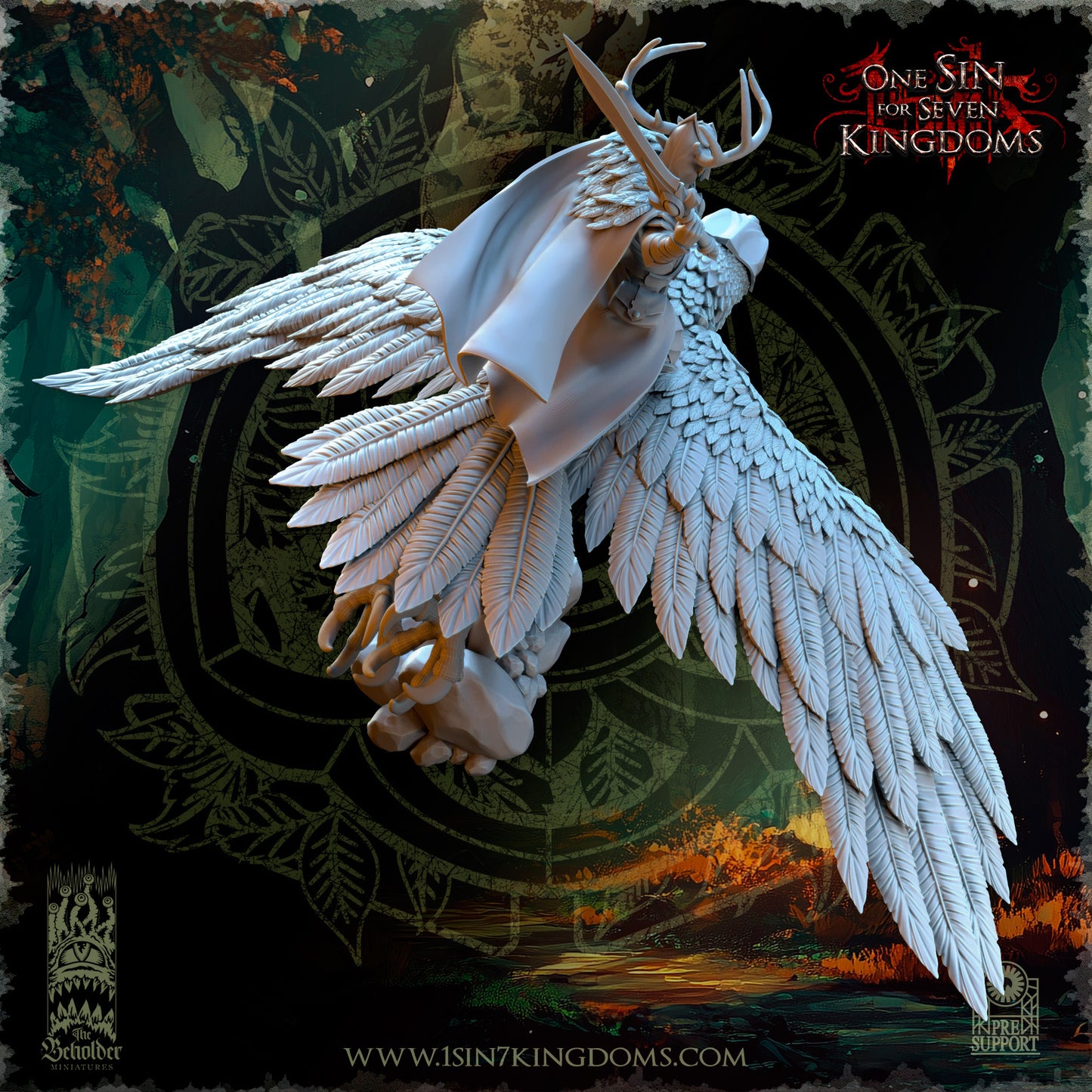 EE - Faelar, Commander on Eagle - MULTI - EVERGREEN ELVES - Fantasy – The Beholder Miniatures 25-05 New