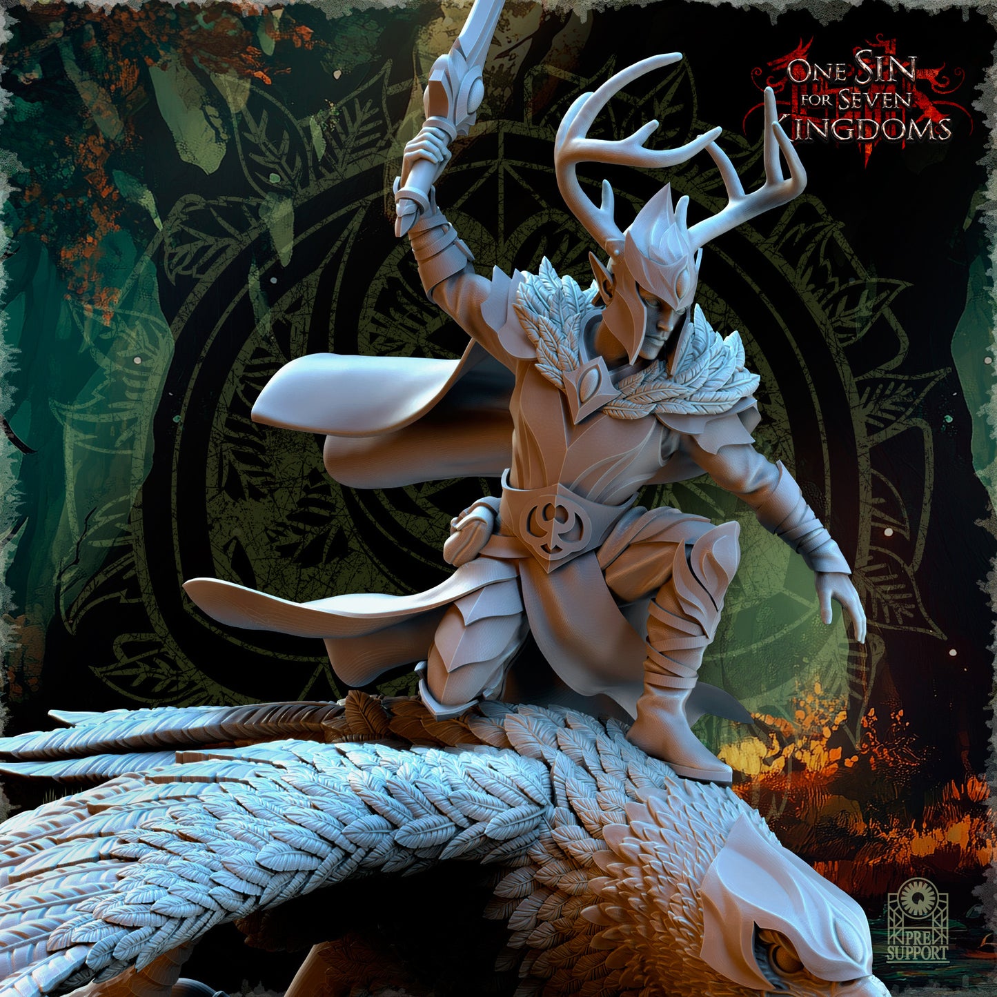 EE - Faelar, Commander on Eagle - MULTI - EVERGREEN ELVES - Fantasy – The Beholder Miniatures 25-05 New