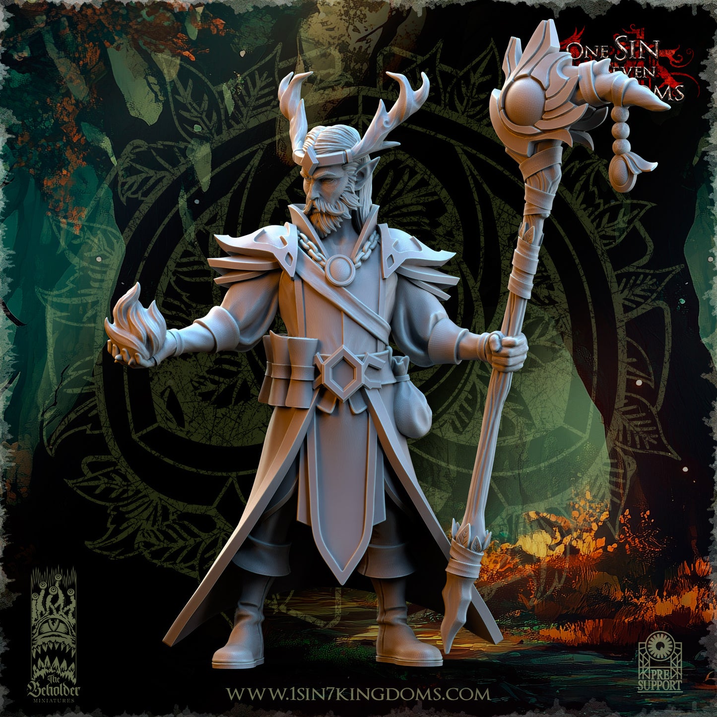 EE - Ohru Tree Shepherd - MULTI – ELFES À FEUILLES PERSISTANTES - Fantasy – The Beholder Miniatures 25-04