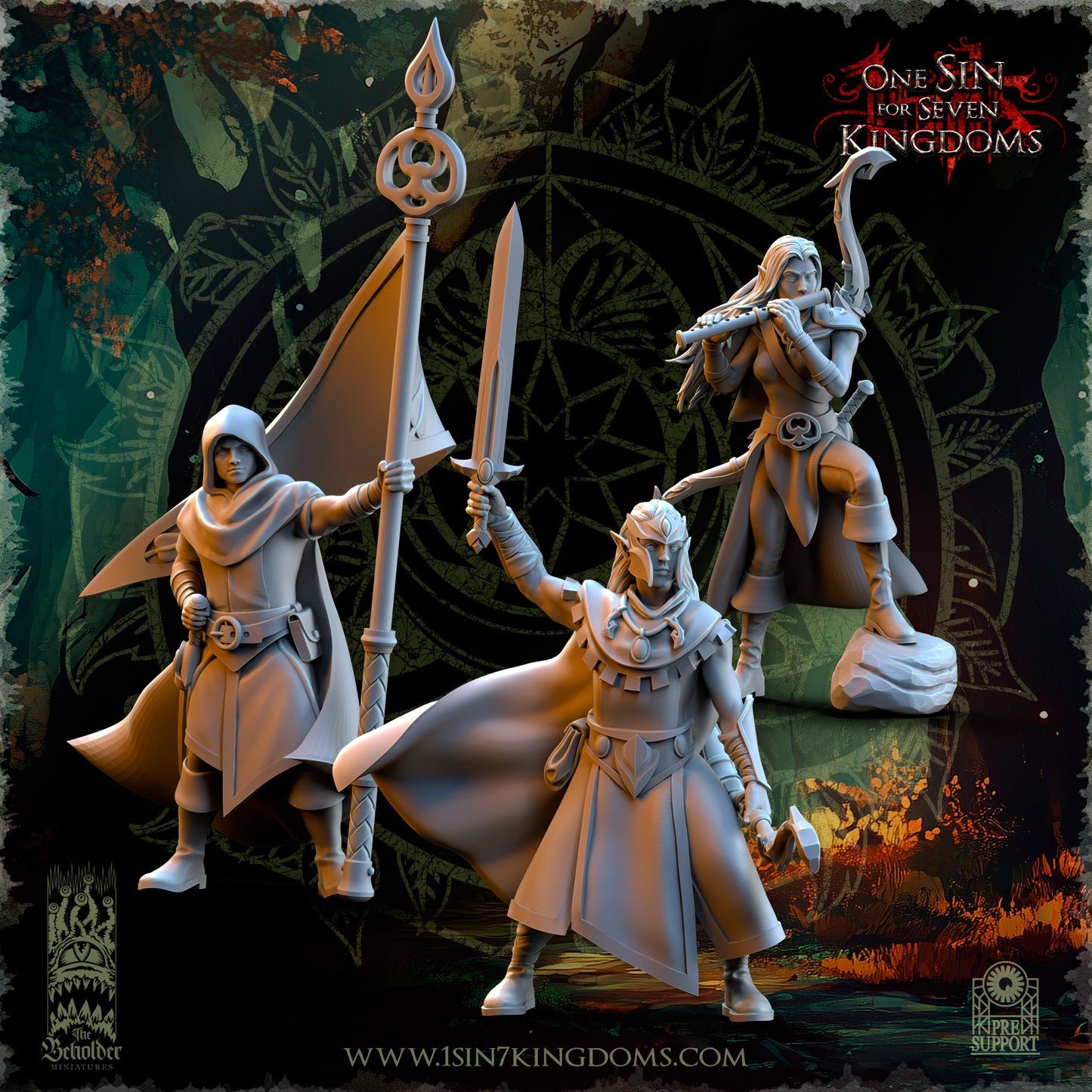 EE - Ohru Tree Shepherd - MULTI – ELFES À FEUILLES PERSISTANTES - Fantasy – The Beholder Miniatures 25-04