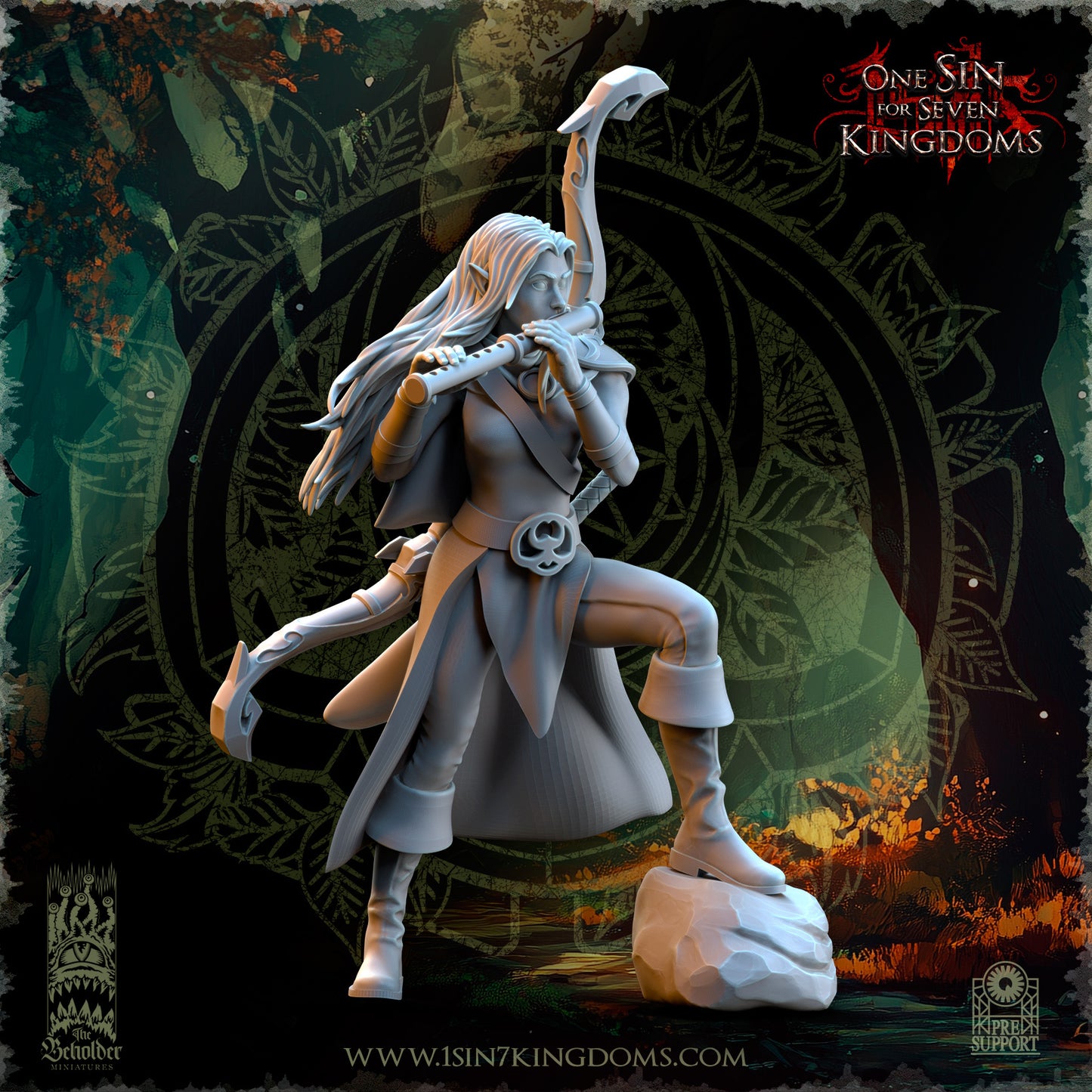 EE - Ohru Tree Shepherd - MULTI – ELFES À FEUILLES PERSISTANTES - Fantasy – The Beholder Miniatures 25-04