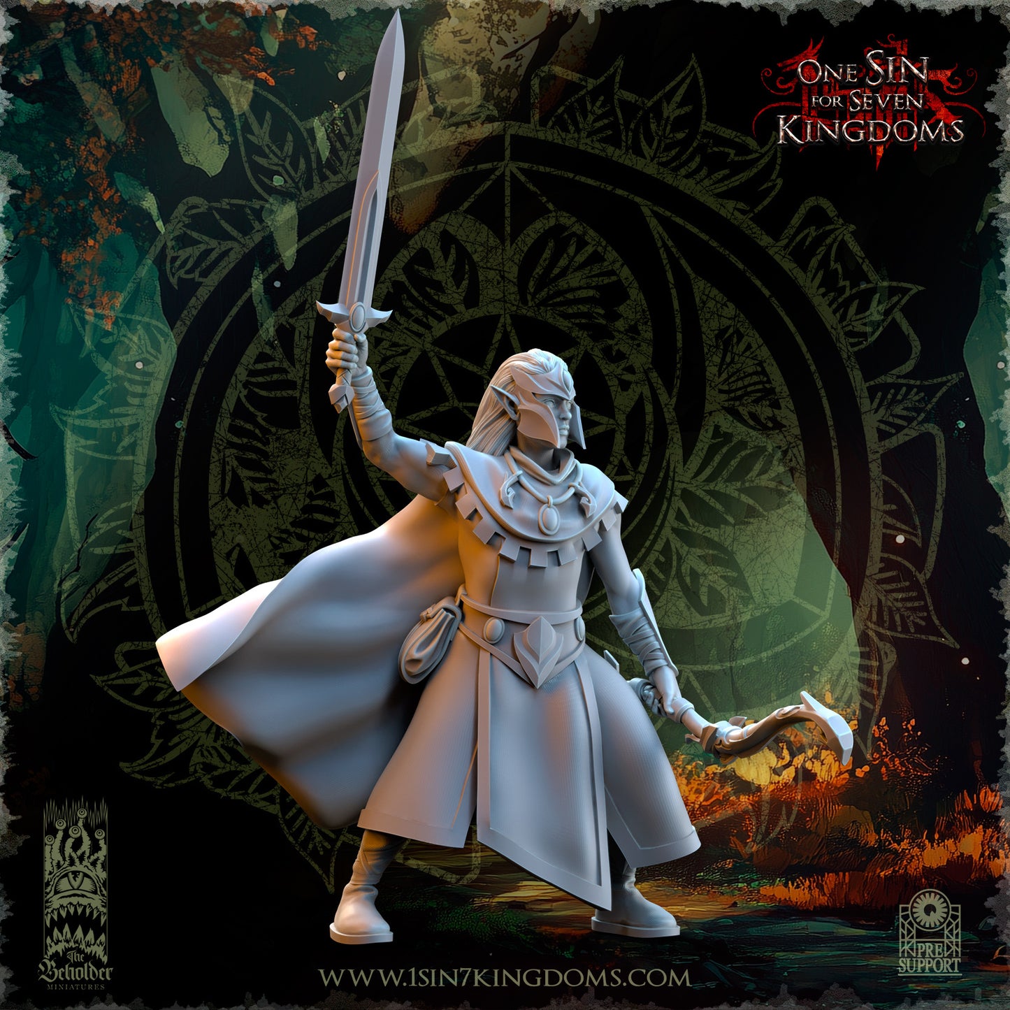 EE - Ohru Tree Shepherd - MULTI – ELFES À FEUILLES PERSISTANTES - Fantasy – The Beholder Miniatures 25-04