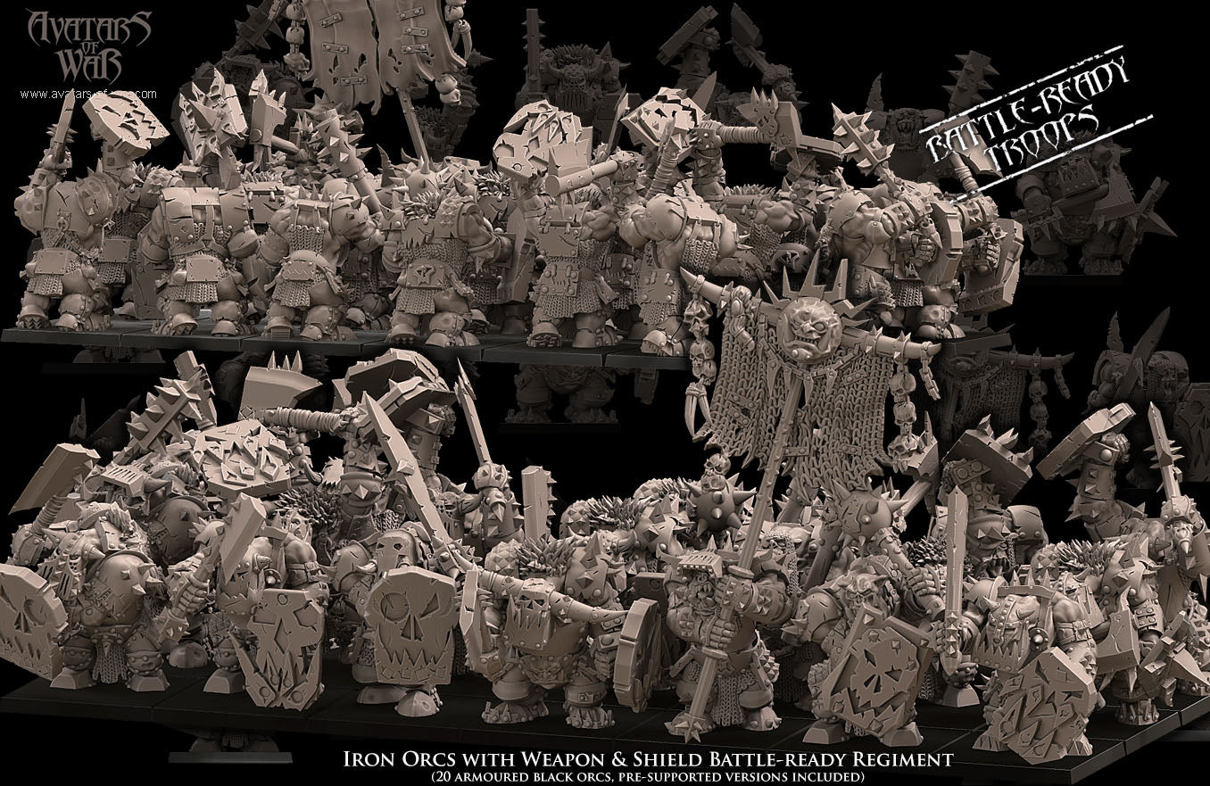 ORC - Iron Orcs with weapon &amp; shield regiment - BR - ORCS - Fantasy – Avatars of War