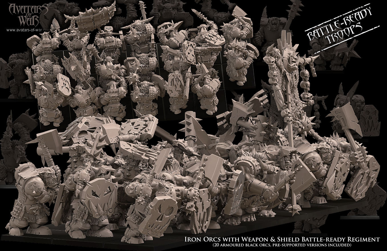 ORC - Iron Orcs with weapon &amp; shield regiment - BR - ORCS - Fantasy – Avatars of War