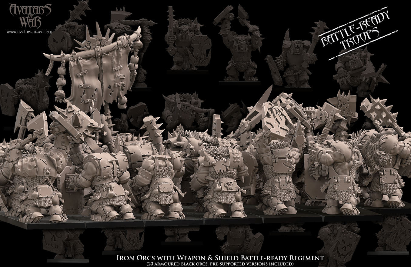 ORC - Iron Orcs with weapon &amp; shield regiment - BR - ORCS - Fantasy – Avatars of War