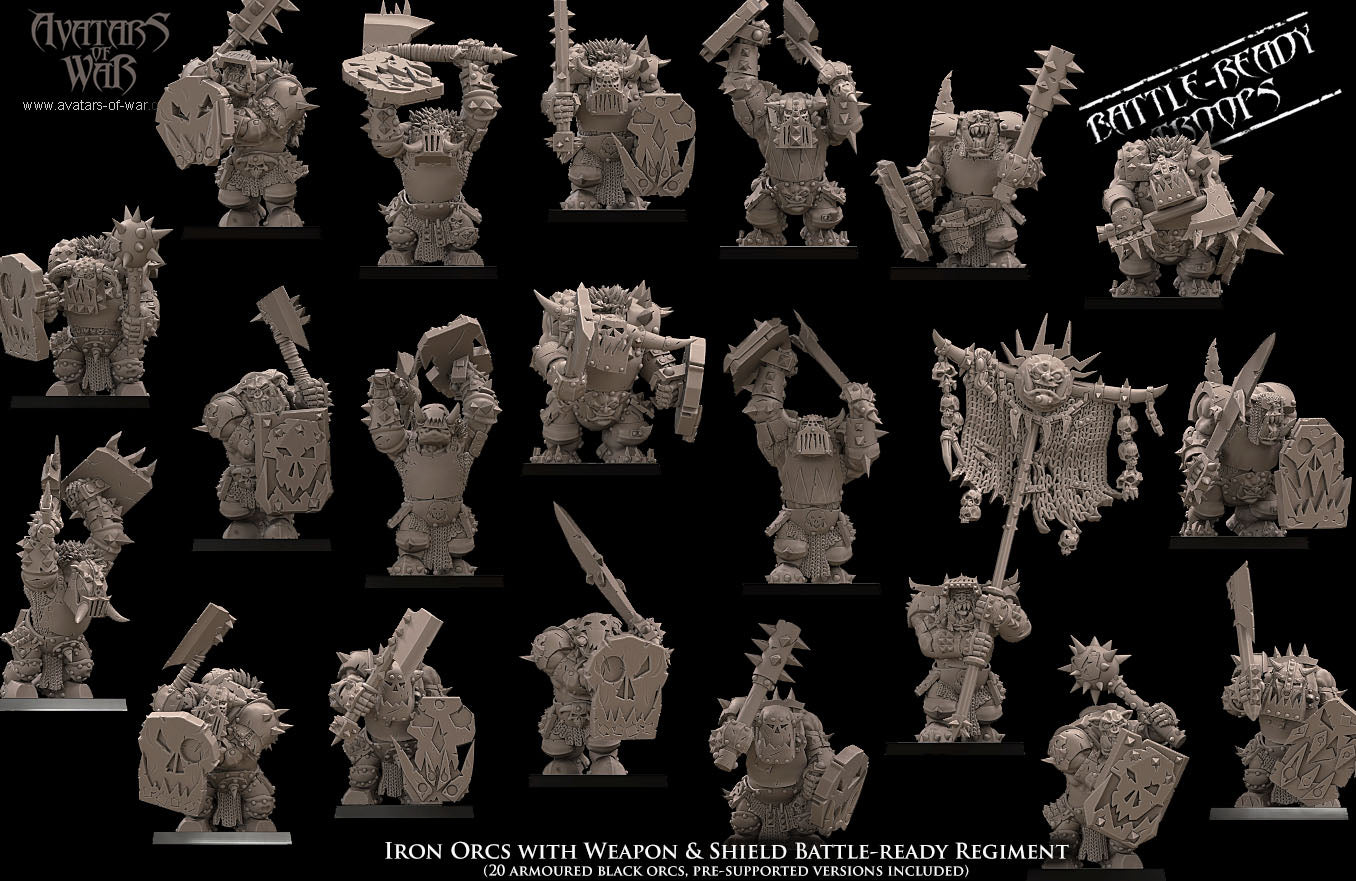 ORC - Iron Orcs with weapon &amp; shield regiment - BR - ORCS - Fantasy – Avatars of War