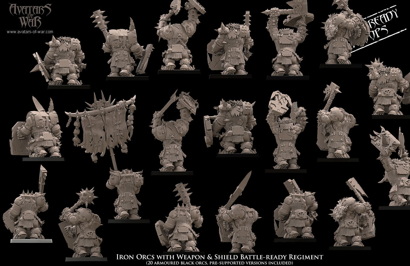 ORC - Iron Orcs with weapon &amp; shield regiment - BR - ORCS - Fantasy – Avatars of War