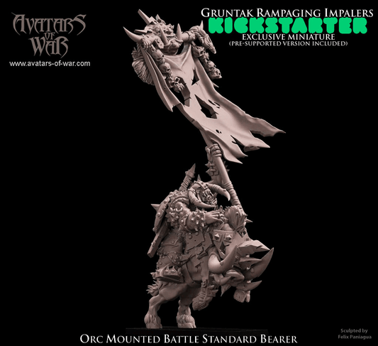 ORC - Gruntak the impaler - Orc mounted on Warboar Standard bear- MULTI - ORCS - Fantasy – Avatars of War