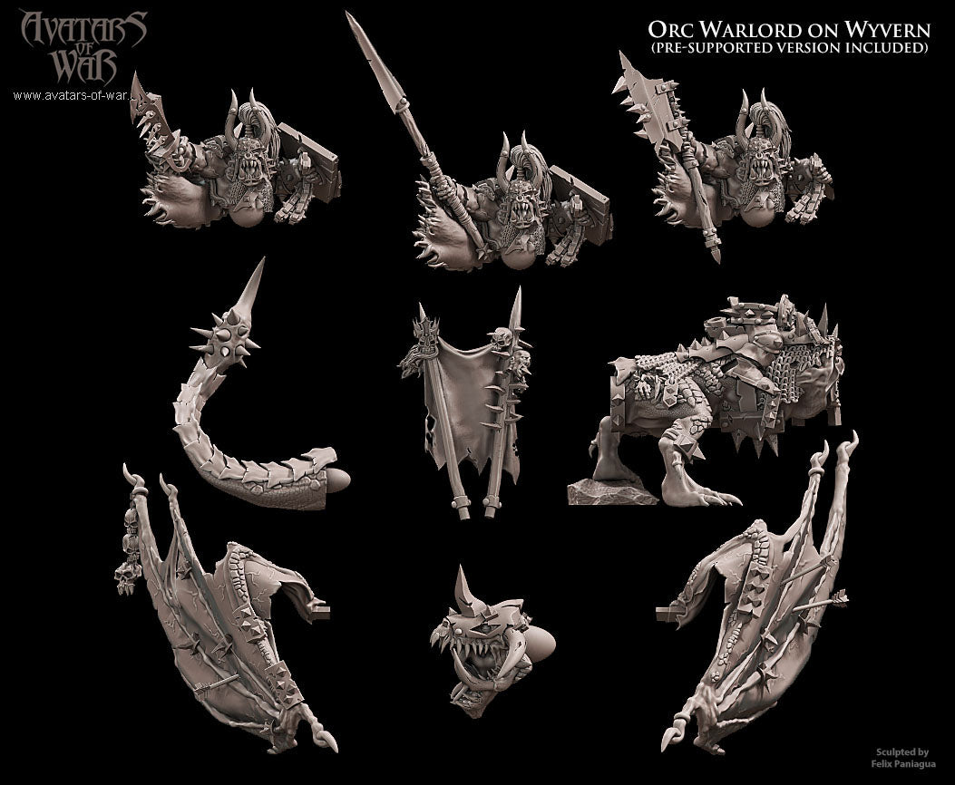 ORC - Orc Warlord mounted on Wyver - MULTI - ORCS - Fantasy – Avatars of War